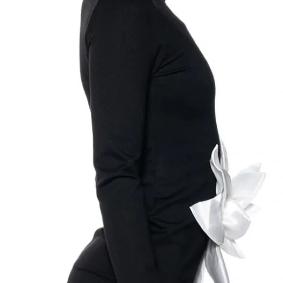 AKIRA Black Dress with White Floral Detail #86 - Picture 4 of 9